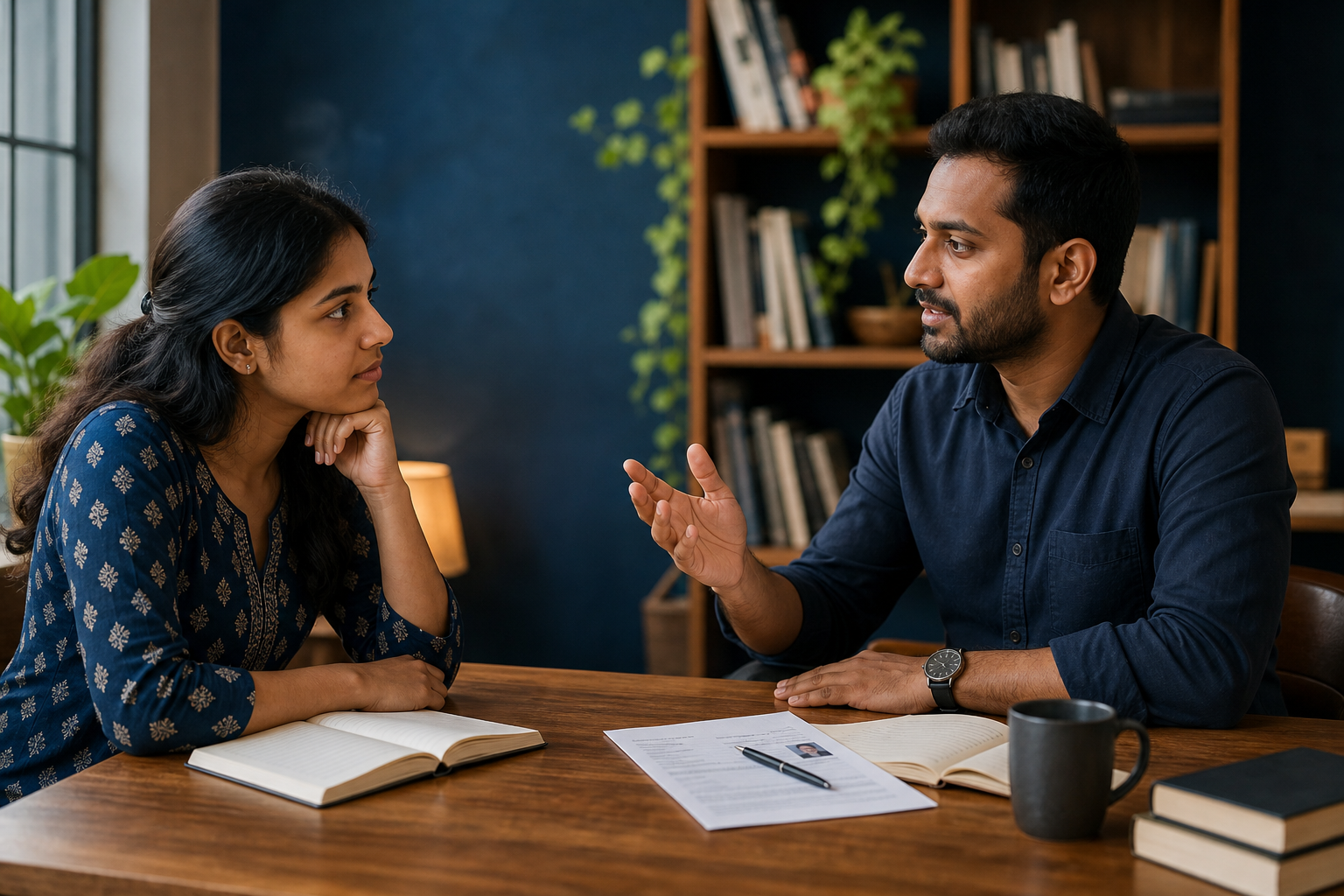 Student discussing career direction with a placement mentor